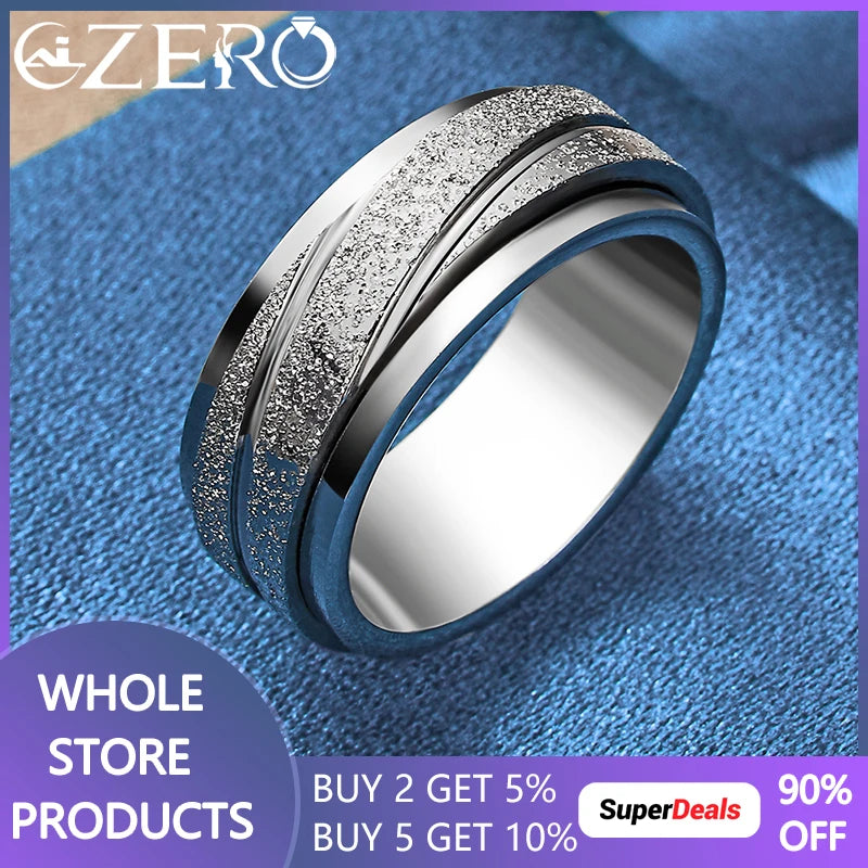 ALIZERO 925 Sterling Silver Frosted Ring Wedding Engagement Party Jewelry