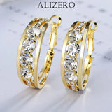 ALIZERO 925 Sterling Silver/Black/Gold Round Earrings