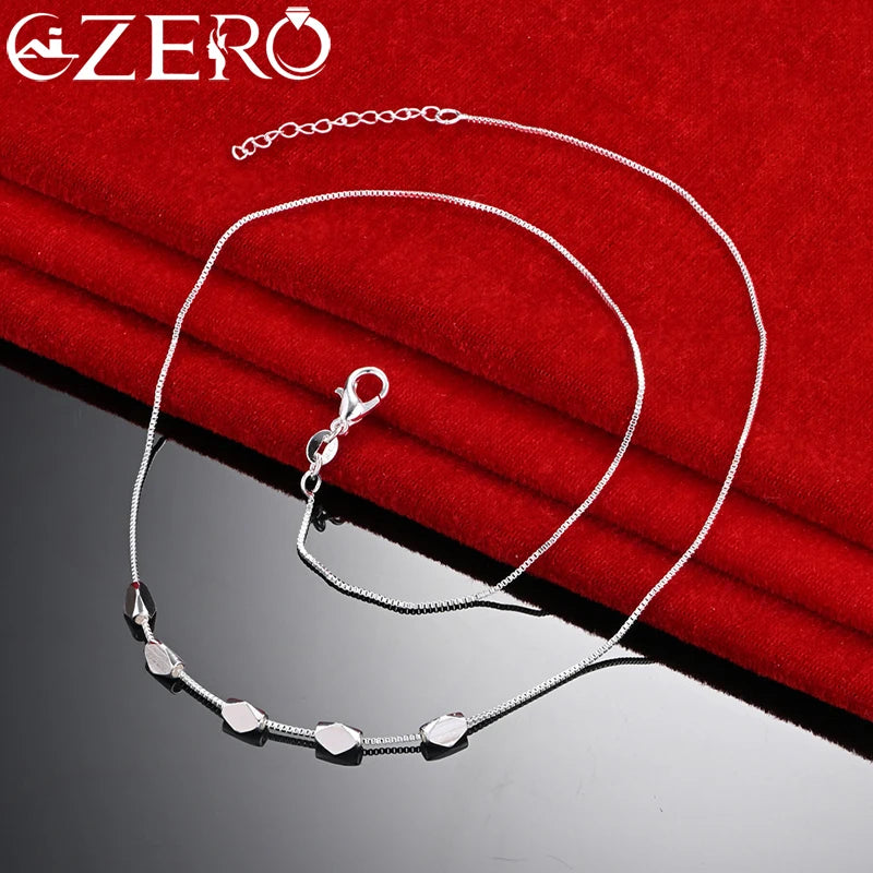 ALIZERO 925 Silver Geometric Bead Chain Necklace, Unisex Jewelry