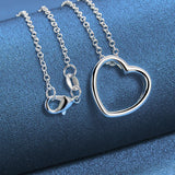 925 Silver Heart Pendant Necklace Earrings Set Wedding Engagement Party Jewelry