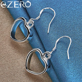 925 Silver Heart Pendant Necklace Earrings Set Wedding Engagement Party Jewelry