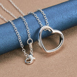 925 Silver Heart Pendant Necklace Earrings Set Wedding Engagement Party Jewelry