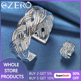 ALIZERO 925 Silver Bracelet Ring Set Charms Gift