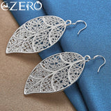 ALIZERO 925 Silver Leaf Necklace Earrings Set Wedding Jewelry
