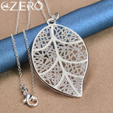 ALIZERO 925 Silver Leaf Necklace Earrings Set Wedding Jewelry