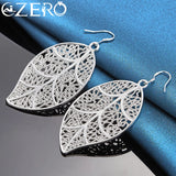 ALIZERO 925 Silver Leaf Necklace Earrings Set Wedding Jewelry