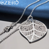 ALIZERO 925 Silver Leaf Necklace Earrings Set Wedding Jewelry