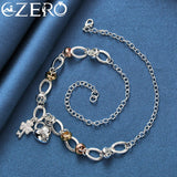 ALIZERO 925 Silver Grass Key Heart Lock Necklace Women Wedding Jewelry