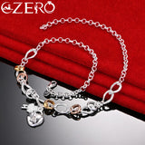 ALIZERO 925 Silver Grass Key Heart Lock Necklace Women Wedding Jewelry