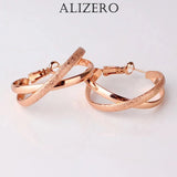 ALIZERO Sterling Silver Gold/Rose Earrings Lady Jewelry Wedding Party