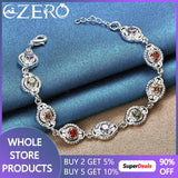 ALIZERO 925 Silver Multicolor Zircon Bracelet Chain Women Wedding Party Charm