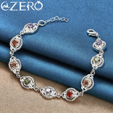 ALIZERO 925 Silver Multicolor Zircon Bracelet Chain Women Wedding Party Charm