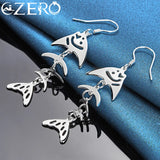 ALIZERO 925 Sterling Silver Fish Bone Drop Earrings Wedding Party Accessories