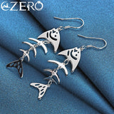 ALIZERO 925 Sterling Silver Fish Bone Drop Earrings Wedding Party Accessories