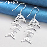 ALIZERO 925 Sterling Silver Fish Bone Drop Earrings Wedding Party Accessories