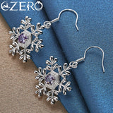 ALIZERO 925 Silver Purple Zircon Snowflake Drop Earrings