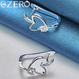 ALIZERO Romantic Heart Zircon Earrings 925 Silver Wedding Gift