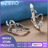 ALIZERO Romantic Heart Zircon Earrings 925 Silver Wedding Gift
