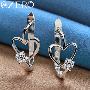 ALIZERO Romantic Heart Zircon Earrings 925 Silver Wedding Gift