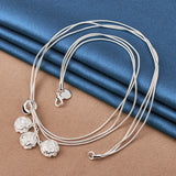 925 Silver Rose Jewelry Set for Women Wedding Engagement Party