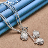 925 Silver Rose Jewelry Set for Women Wedding Engagement Party