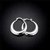 925 Sterling Silver Smooth Moon Hoop Earrings for Women