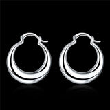 925 Sterling Silver Smooth Moon Hoop Earrings for Women