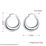 925 Sterling Silver Smooth Moon Hoop Earrings for Women