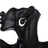 925 Sterling Silver Smooth Moon Hoop Earrings for Women