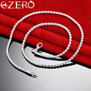 ALIZERO 925 Silver 4mm Rope Chain Necklace Men Women Wedding Party