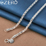ALIZERO 925 Silver 4mm Rope Chain Necklace Men Women Wedding Party