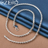 ALIZERO 925 Silver 4mm Rope Chain Necklace Men Women Wedding Party