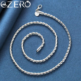 ALIZERO 925 Silver 4mm Rope Chain Necklace Men Women Wedding Party