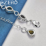 ALIZERO 925 Silver Water Drop Zircon Chain Bracelet Wedding Party Jewelry