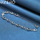ALIZERO 925 Silver Water Drop Zircon Chain Bracelet Wedding Party Jewelry
