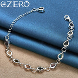 ALIZERO 925 Silver Water Drop Zircon Chain Bracelet Wedding Party Jewelry