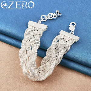 ALIZERO 925 Silver Weave Mesh Chain Bracelet Charm Wedding Party Gift