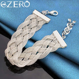 ALIZERO 925 Silver Weave Mesh Chain Bracelet Charm Wedding Party Gift