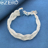 ALIZERO 925 Silver Weave Mesh Chain Bracelet Charm Wedding Party Gift