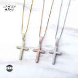 925 Silver CZ Solid Cross Pendant Hip Hop Jewelry Gift