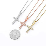 925 Silver CZ Solid Cross Pendant Hip Hop Jewelry Gift