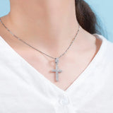 925 Silver CZ Solid Cross Pendant Hip Hop Jewelry Gift