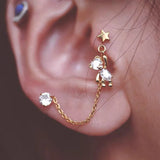 Rhinestone Bear Tassel Earrings Star Clip Statement Jewelry