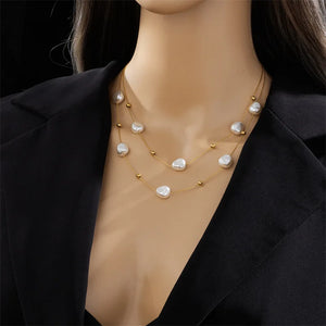 Baroque Pearl Pendant Necklace 18K Plated Choker