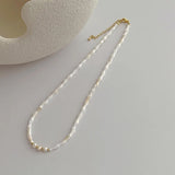 French Green Bamboo Shell Pendant Necklace Freshwater Pearl Beads Chokers