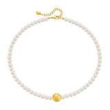 18K Pearl Beads Strand Pendant Choker Necklace
