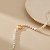 18K Pearl Beads Strand Pendant Choker Necklace