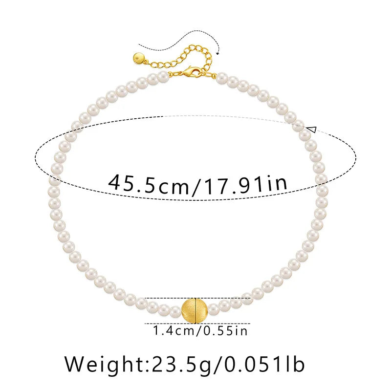 18K Pearl Beads Strand Pendant Choker Necklace