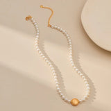18K Pearl Beads Strand Pendant Choker Necklace