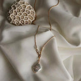 Baroque Pearl Pendant Necklace 14K Plated Chain Choker